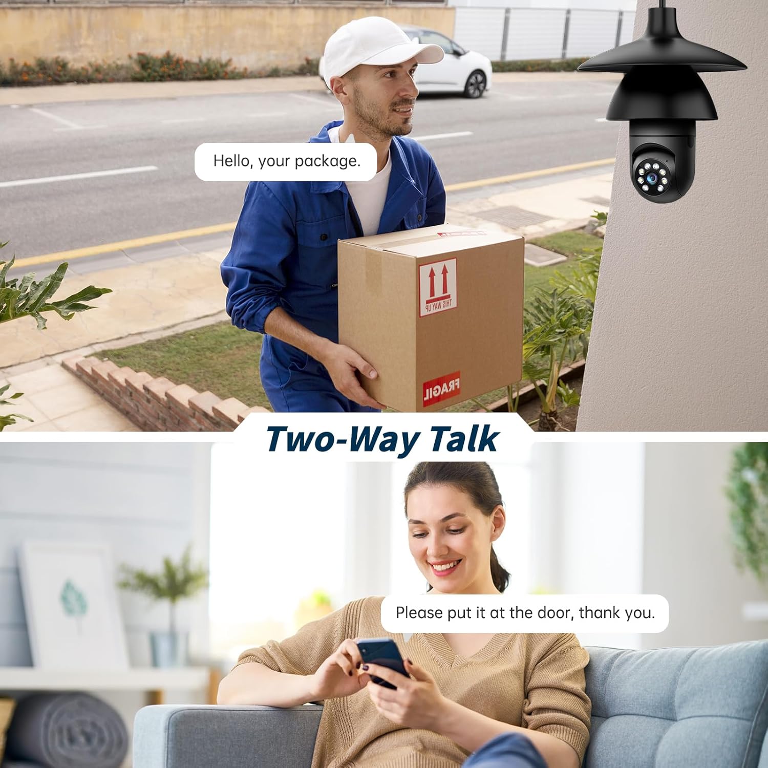 2K Light Bulb Security Camera, 2.4/5GHz Wi-Fi 6 Security Cameras Wireless Outdoor, 360° PTZ Cameras for Home Security with Color Night Vision, AI Human Detection, 2 Way Talk, Easy Installation,2 Packs