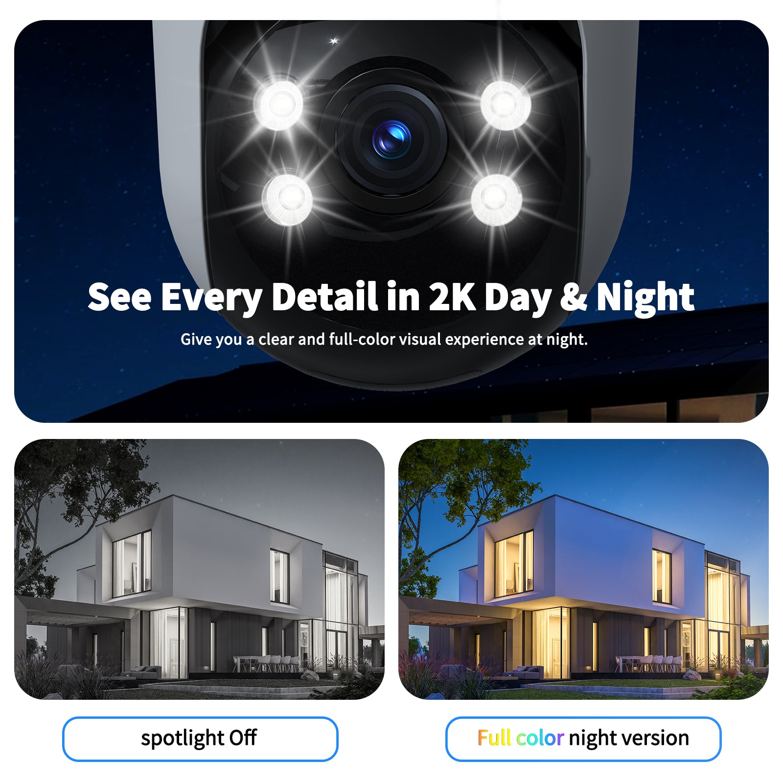 2K Home Security Camera Outdoor,360 Pan Tilt 2.4G/5G Home Surveillance Camera,WiFi Outdoor Security Cameras With Color Night Vision,Human Detection and Tracking,24/7 Recording,Cloud & SD Card Storage