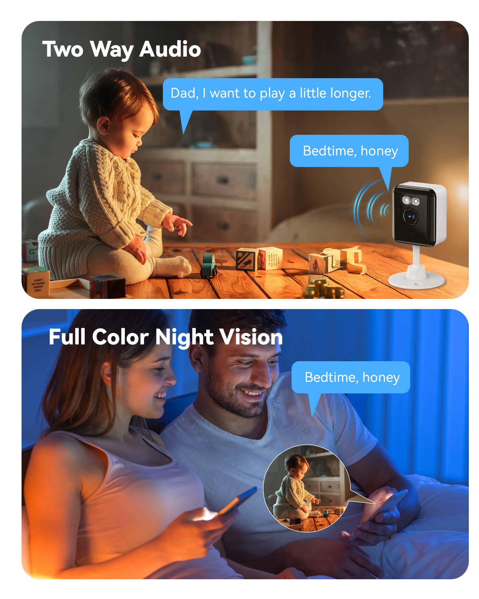 2K Cameras for Home Security, 2.4/5GHz Wi-Fi 6 Indoor Camera for Dog/Pet/Nanny/Baby with US Phone App, AI Text Recognition, Smart Search, Color Night Vision,2 Way Talk Mini Cam,Human Detection,2 Packs