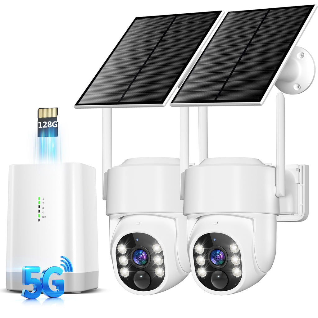 Security Cameras Wireless Outdoor 5G& 2.4G, No Subscription, 2 Cam-Kit,4MP Solar Powered Home Security Cameras System With 128GB SD Card