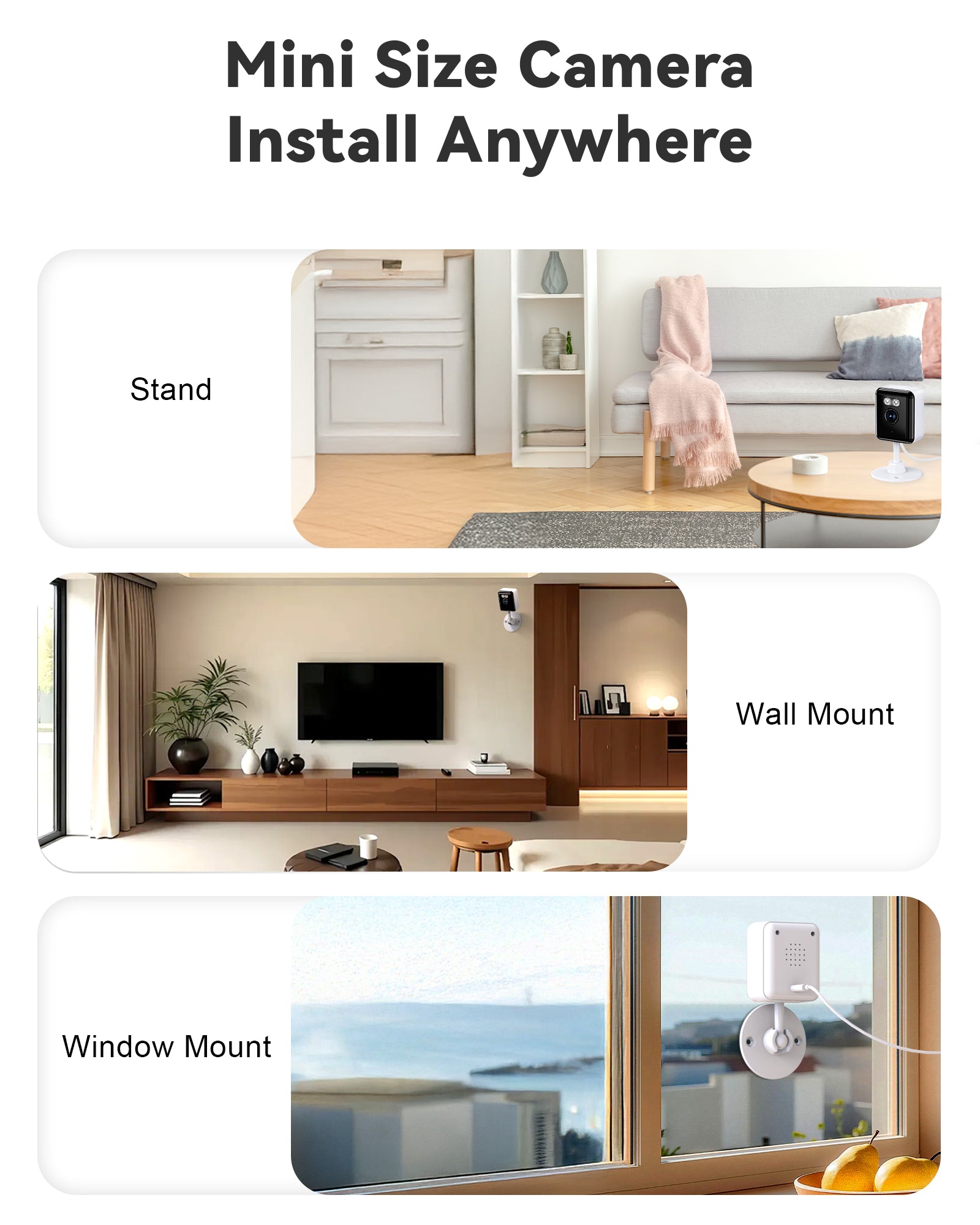 2K Cameras for Home Security, 2.4/5GHz Wi-Fi 6 Indoor Camera for Dog/Pet/Nanny/Baby with US Phone App, AI Text Recognition, Smart Search, Color Night Vision,2 Way Talk Mini Cam,Human Detection,2 Packs